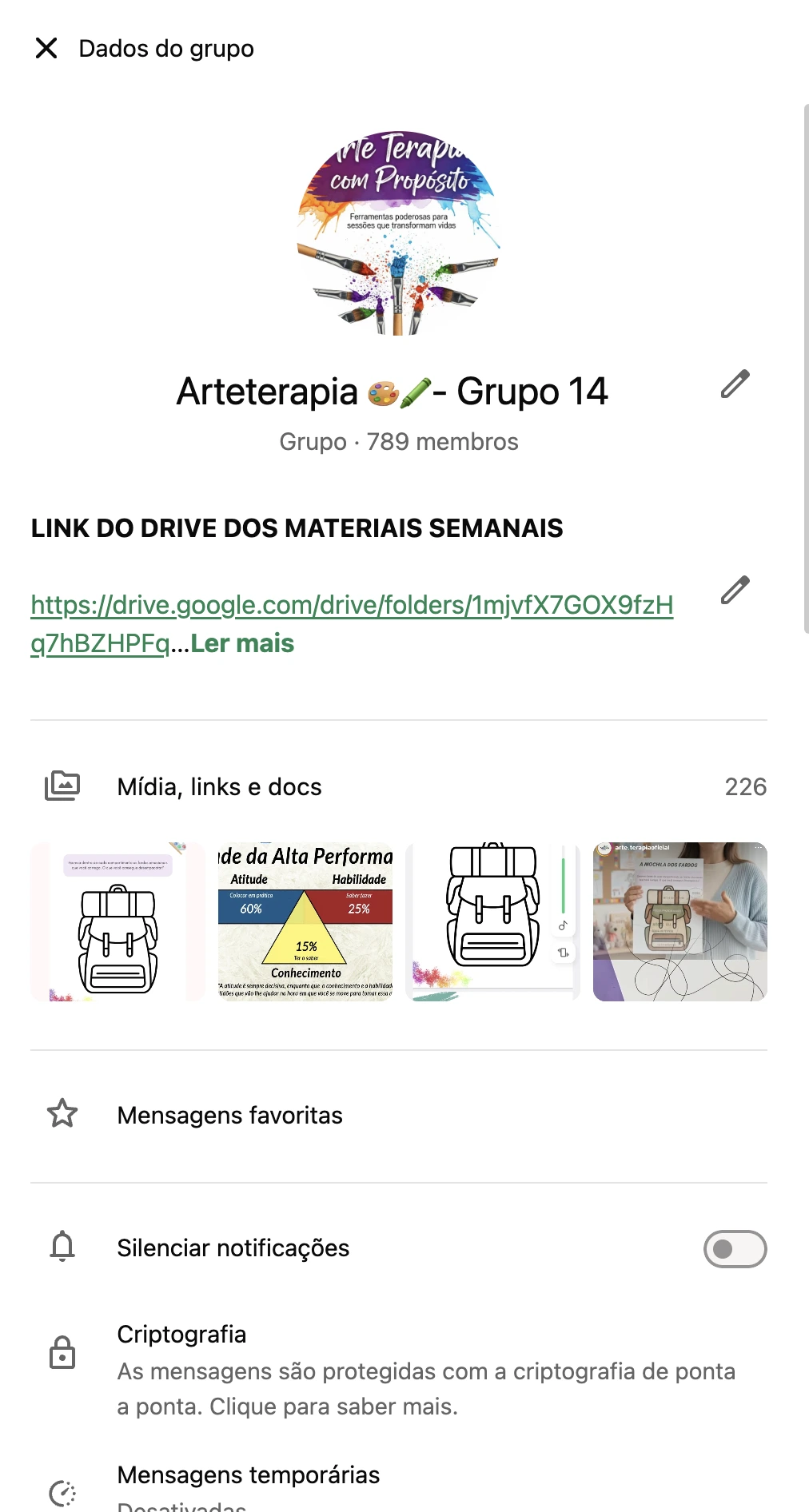 Grupo de WhatsApp Arteterapia com Propósito